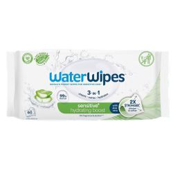 WaterWipes Lingettes Bébé Sensitive+ à l'aloe vera, hydratation intense (x60)