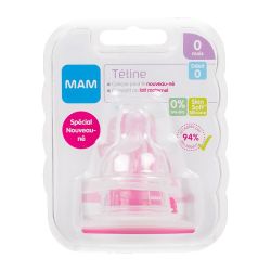 Mam Tétines Silk Silicone Débit 0 Extra Lent (x 2)