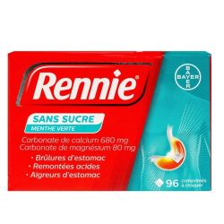 Rennie Sans Sucre Menthe Verte 96 comprimés