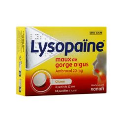 Lysopaine Ambroxol Maux de gorge aigus Pastilles sans sucre Citron (18)