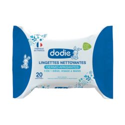 Dodie Lingettes Nettoyantes Dermo-Apaisantes 3-en-1 (Pack de 20)