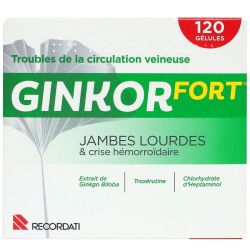 Ginkor Fort Jambes Lourdes et Crise Hémorroïdaire 120 Gélules