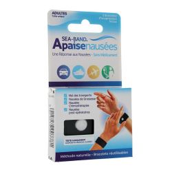 Sea-Band Bracelet Anti-Nausées Adulte sans médicament Noir (x2)