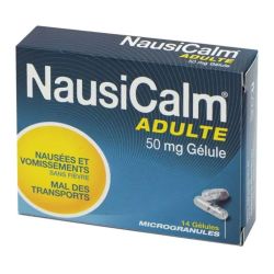 NausiCalm Adulte 50mg nausées, vomissements et mal des transports (14 gélules)