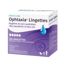 Ophtaxia Lingettes Hygiene et Soin des Paupières et Cils (20 lingettes)