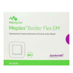 Mepilex Border Flex EM pansement hydrocellulaire siliconé stérile 5x5 cm (x10)