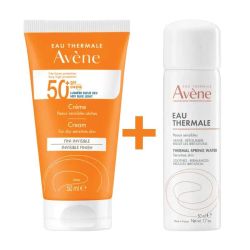 Avène Crème Solaire SPF50+ peaux sensibles (50 ml) + Spray eau thermale OFFERT