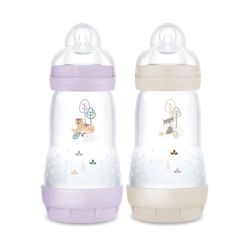 MAM Biberon Easy Start Anti-Colique Débit 2 Lilas et Sable (Lot de 2 x 260 ml)