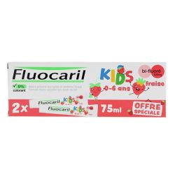 Fluocaril Kids Gel Dentifrice Parfum Fraise 0-6 Ans (2 x 75 ml)