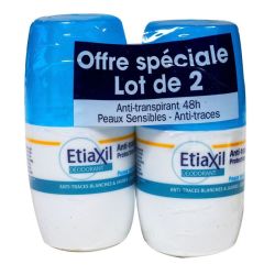 Etiaxil Déodorant Roll-on 48H Peaux Sensibles 50Mlx2