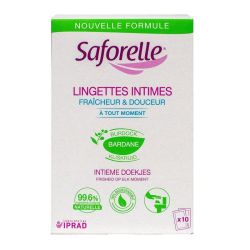 Saforelle Lingettes Intimes Fraîcheur Biodégradables x10