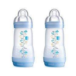 MAM Biberon Easy Start Anti-Colique 260 ml Débit 2 Africa Bleu (Lot de 2)