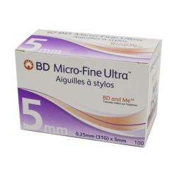 BD Micro-Fine Ultra aiguilles pour stylos 0,25 mm (31G) x 5 mm (x100)