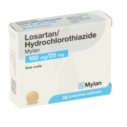 Losartan/Hydrochlorothiazide Viatris 100 Mg/25 Mg 28 Comprimés pelliculés