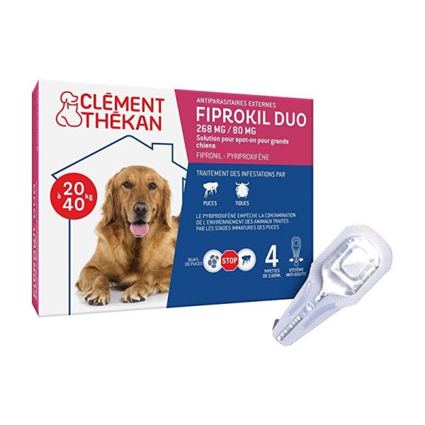 Fiprokil Duo Spot-On chiens 20-40kg pipettes (4x2,68ml)