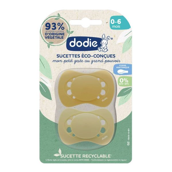 Dodie Sucettes Anatomiques 0-6 mois Eco-Conçues Jaune (lot de 2)