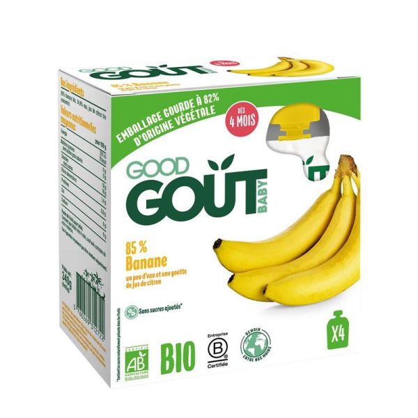 Good Goût Baby Purée de Fruits Bio Banane 85G (lot de 4)