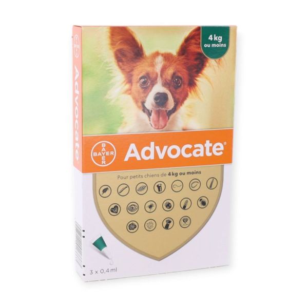 Bayer Advocate Petits Chiens - 4 kg / Pipettes (3 x 0,4 ml)