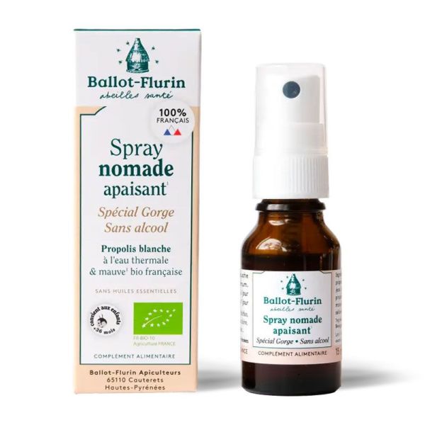 Ballot-Flurin Spray Nomade à la propolis blanche sans alcool spécial gorge (15 ml)