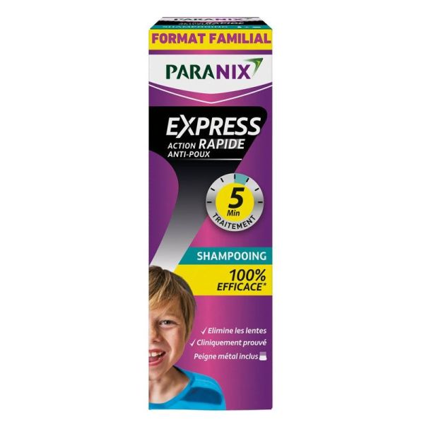 Paranix Express 5 Minutes Shampooing anti-poux sans insecticide + peigne (300 ml)