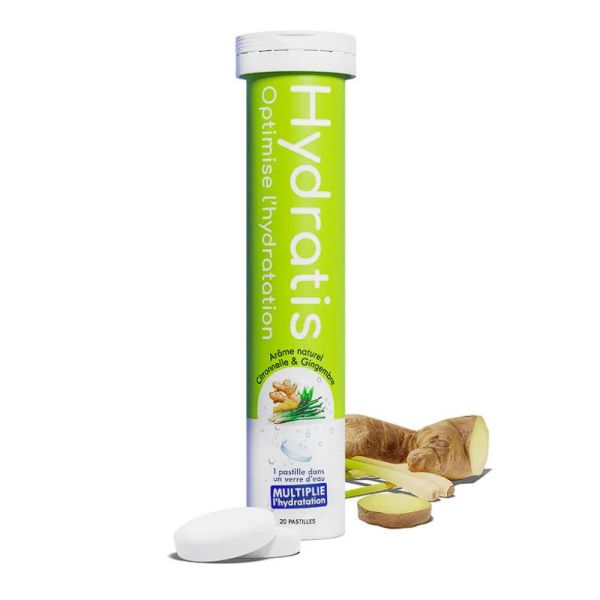 Hydratis Pastilles Effervescentes Hydratation Saveur Citronnelle et Gingembre (x20)