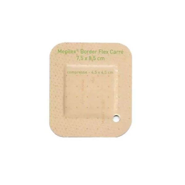 Mepilex Border Flex Carré pansement hydrocellulaire siliconé auto-fixant 7,5 x 8,5 cm (x16)