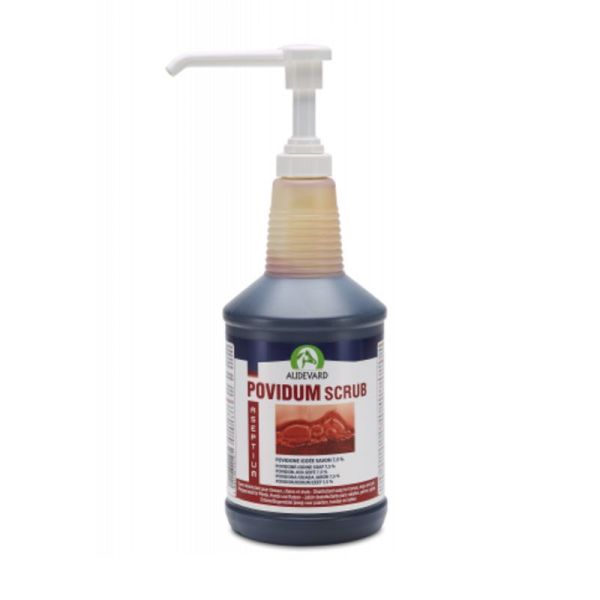 Audevard Povidum Scrub savon désinfectant pour chevaux, chiens et chats (750 ml)