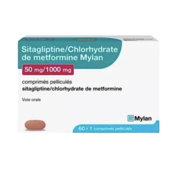 Sitagliptine Metformine 50 mg/1000 mg Viatris 60 comprimés