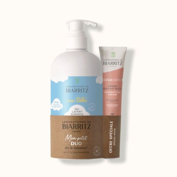 Biarritz Mon Petit Duo Bébé Gel Lavant Parfumé (500 ml) + CICA REPA Crème Réparatrice Bio (40ml)