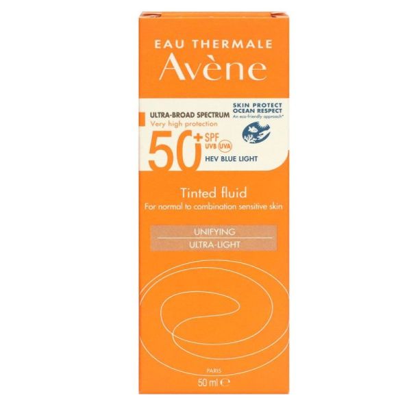 Avene Solaire Spf50+ Fluid Teinté unifiant peaux sensibles 50Ml