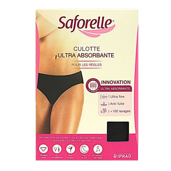 Saforelle Culotte Menstruelle Absorbante Noire Taille M