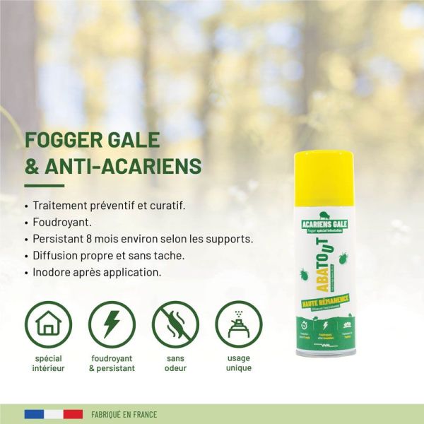 Abatout Fogger Anti-Acariens & Gale spécial infestations haute rémanence (150 ml)