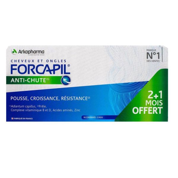 Forcapil Anti-Chute Cheveux et Ongles 2+1 mois OFFERT