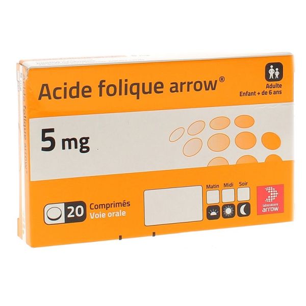 Arrow Acide Folique 5 mg (Boîte De 20 Comprimés)