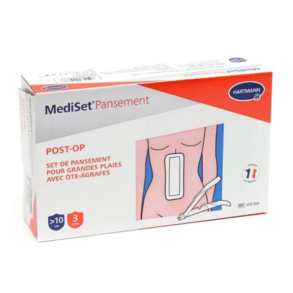 Hartmann MediSet Set de Pansements Post-Op grandes plaies avec Ôte-agrafes (x3)