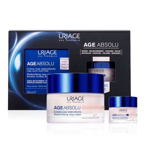 Uriage Coffret Âge Absolu crème rose redensifiante et masque de nuit (50 ml + 15 ml)