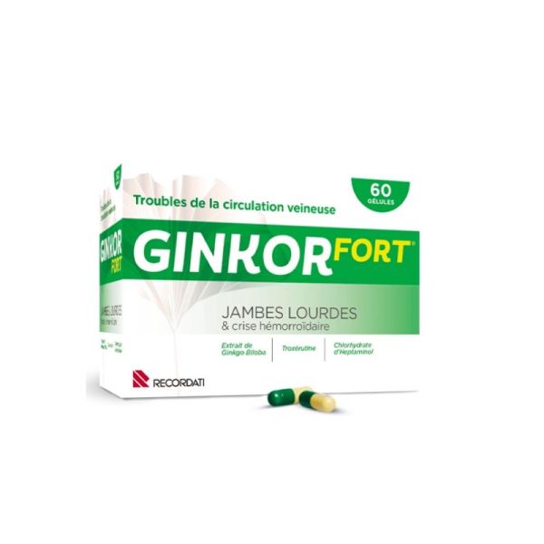 Ginkor Fort Jambes Lourdes et Crise Hémorroïdaire 60 Gélules