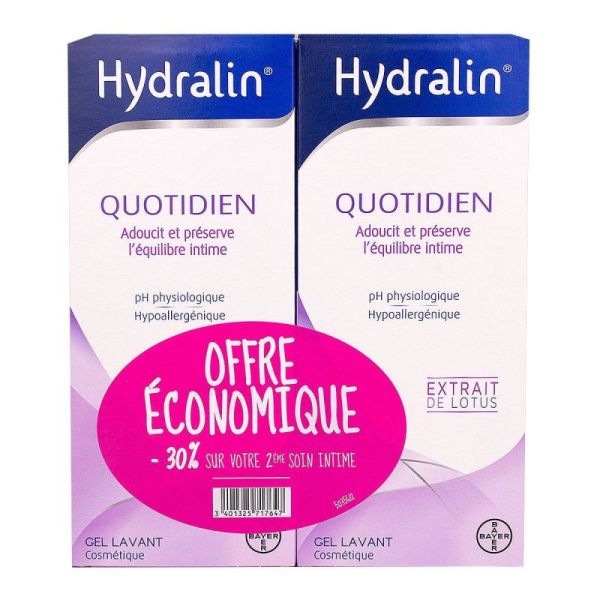 Hydralin Quotidien Gel Lavant Intime 400Ml*2