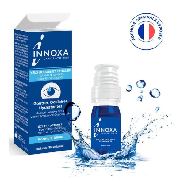 Innoxa Gouttes Oculaires Hydratantes Yeux Rouges et Fatigués Formule Bleue (10 ml)