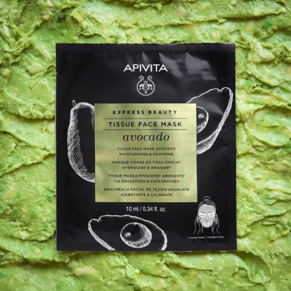 EXPRESS BEAUTY Masque Visage en Tissu Hydratant et Apaisant à l'Avocat