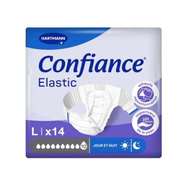 Confiance Elastic 10 gouttes, Large, boîte de 14