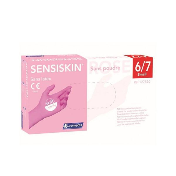 Euromedis Gants Sensiskin Nitrile Rose sans poudre Taille 6/7 S (x100)