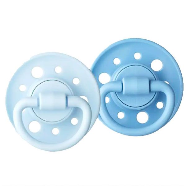 Dodie Sucettes Gaïa à bout rond en caoutchouc naturel 0-6 mois Bleu/Bleu Pastel (lot de 2)