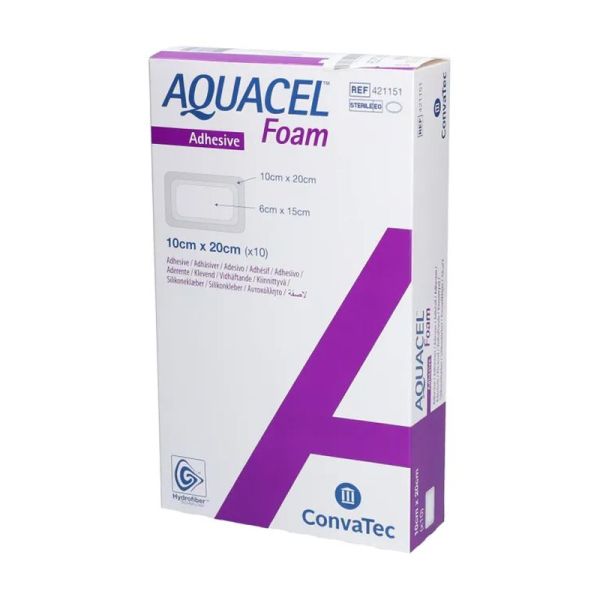 Convatec Aquacel Foam Pansements Adhésifs 10 x 20 cm (Boîte De 10)