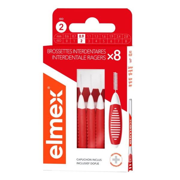 Elmex Brossette Interdentaire Taille 2 (0,9 mm) (lot de 8)