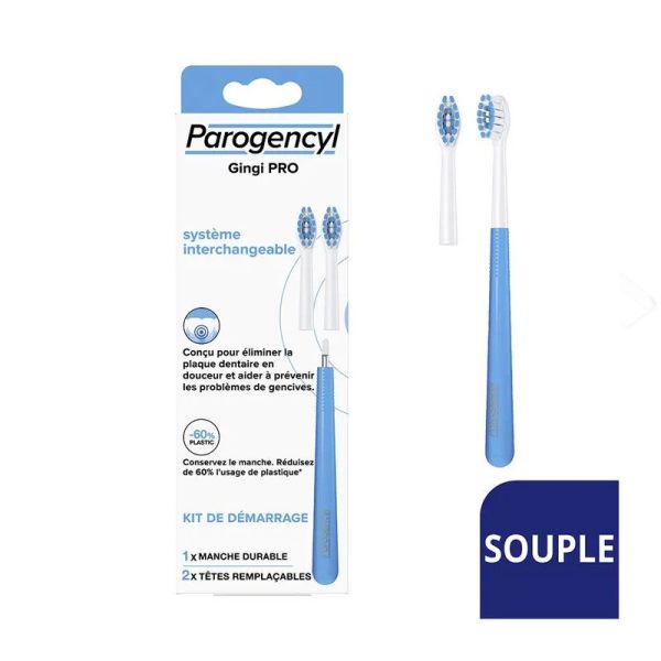 Parogencyl Brosse à Dents Gingi Pro Kit de démarrage (1 manche + 2 têtes)