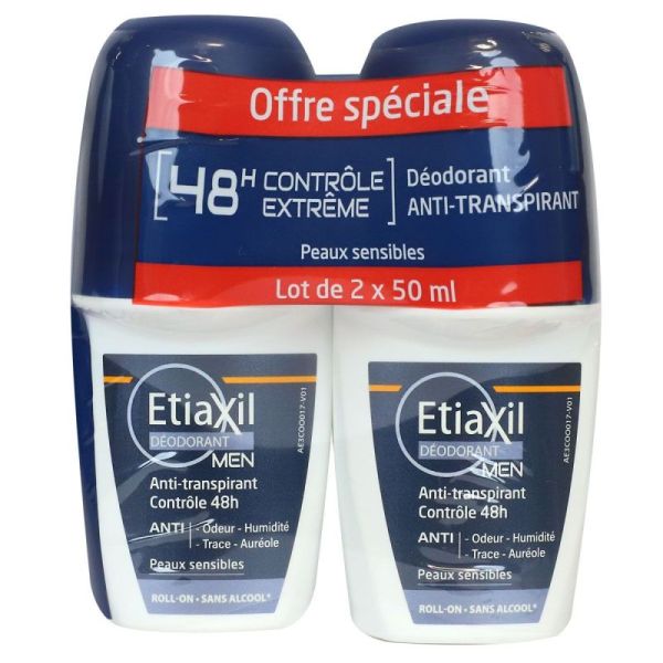 Etiaxil Déodorant Homme 48H Roll-on 50Mlx2