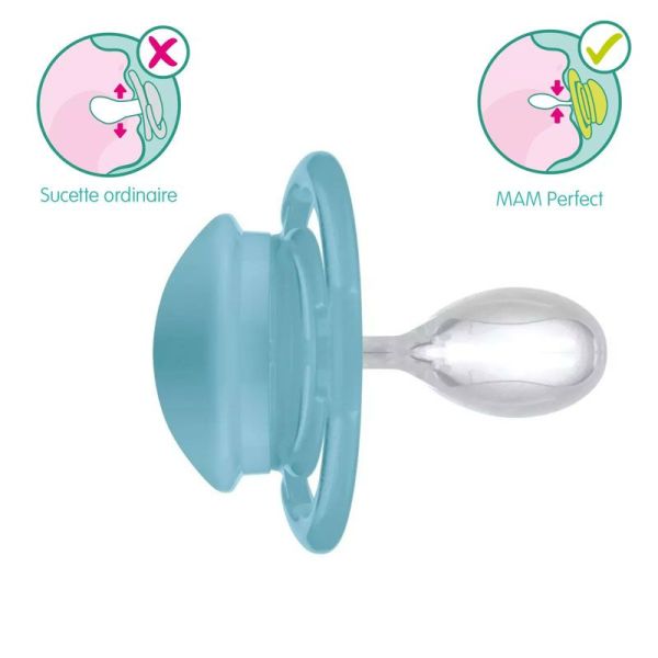 MAM Sucette Perfect en Silicone 6+ mois (lot de 2, Tendance)