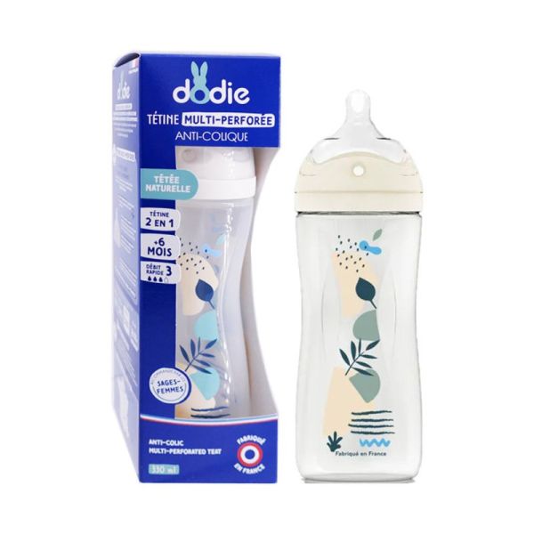 Dodie Biberon Tétine Multiperforée Bleu A Partir De 6 mois (330 ml)