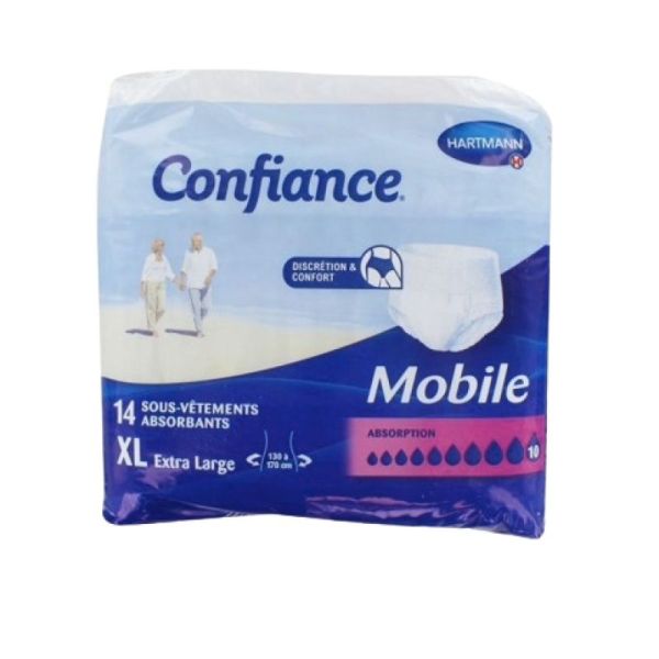 Confiance Mobile, 14 Slips Absorbants 10 gouttes, taille XL